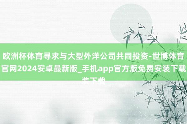 欧洲杯体育寻求与大型外洋公司共同投资-世博体育官网2024安卓最新版_手机app官方版免费安装下载
