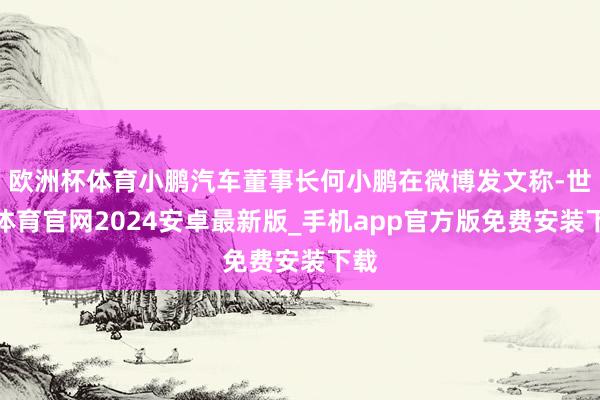 欧洲杯体育小鹏汽车董事长何小鹏在微博发文称-世博体育官网2024安卓最新版_手机app官方版免费安装下载