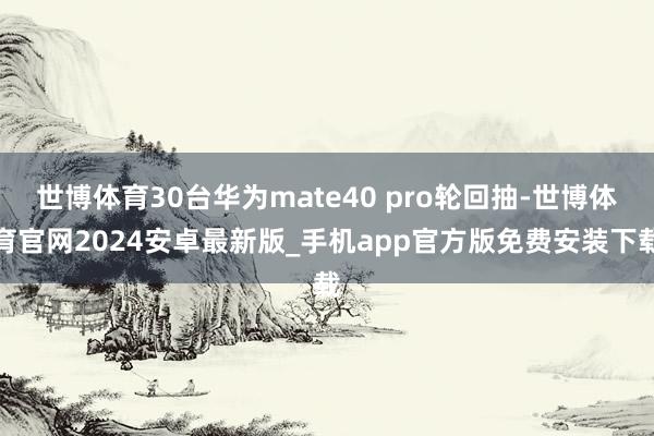 世博体育30台华为mate40 pro轮回抽-世博体育官网2024安卓最新版_手机app官方版免费安装下载