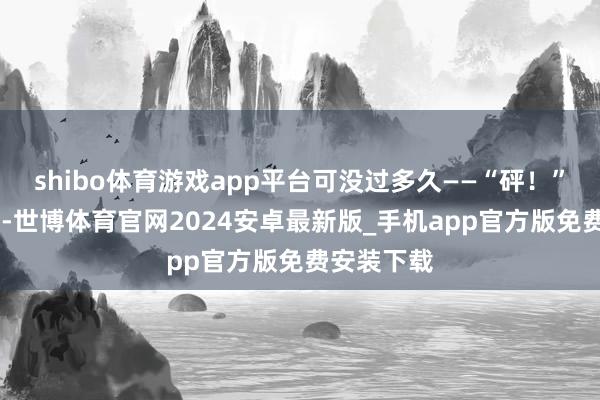 shibo体育游戏app平台可没过多久——“砰！” 一声闷响-世博体育官网2024安卓最新版_手机app官方版免费安装下载